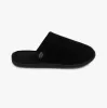 PERFORATED SUEDETTE Mule Slippers Mens Black sold by House of Slippers