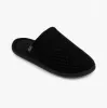 PERFORATED SUEDETTE Mule Slippers Mens Black sold by House of Slippers