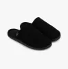 PERFORATED SUEDETTE Mule Slippers Mens Black sold by House of Slippers