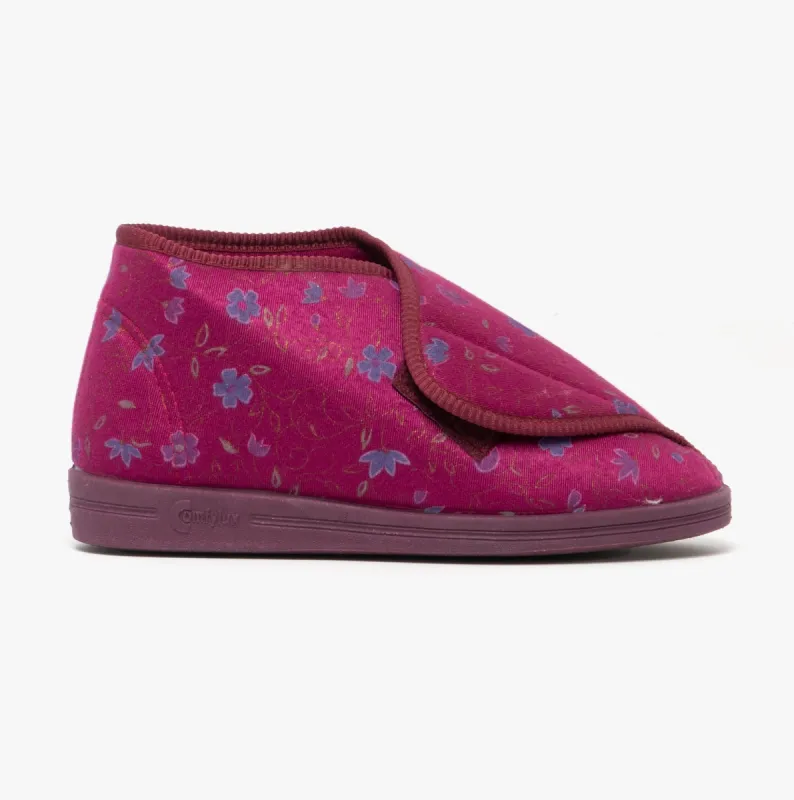 Comfylux ANDREA Womens Boot Slippers Wine sold by House of Slippers
