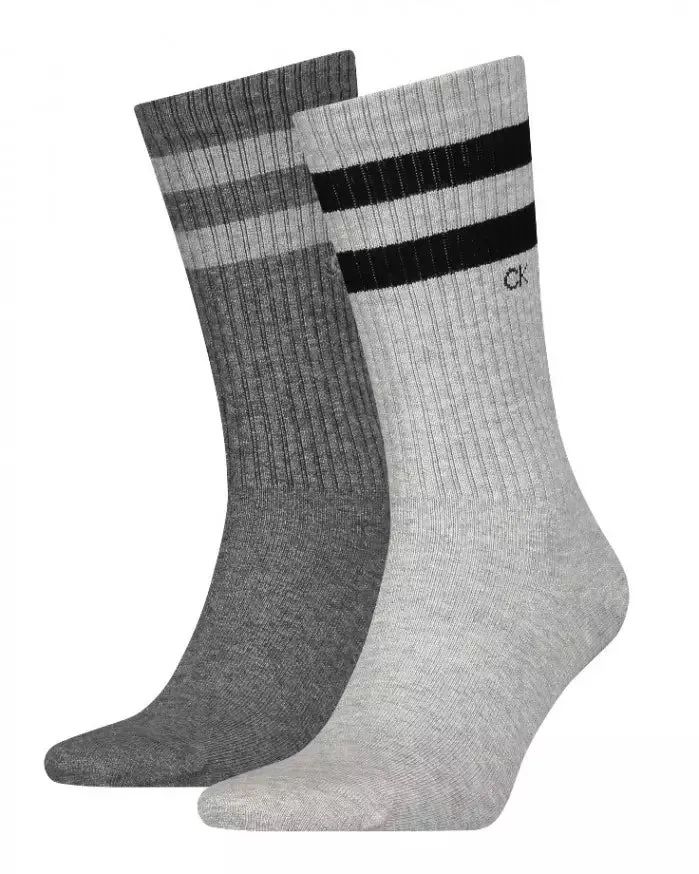 Calvin Klein 2 Pack Mens Crew Trainer Socks Grey sold by House of Slippers