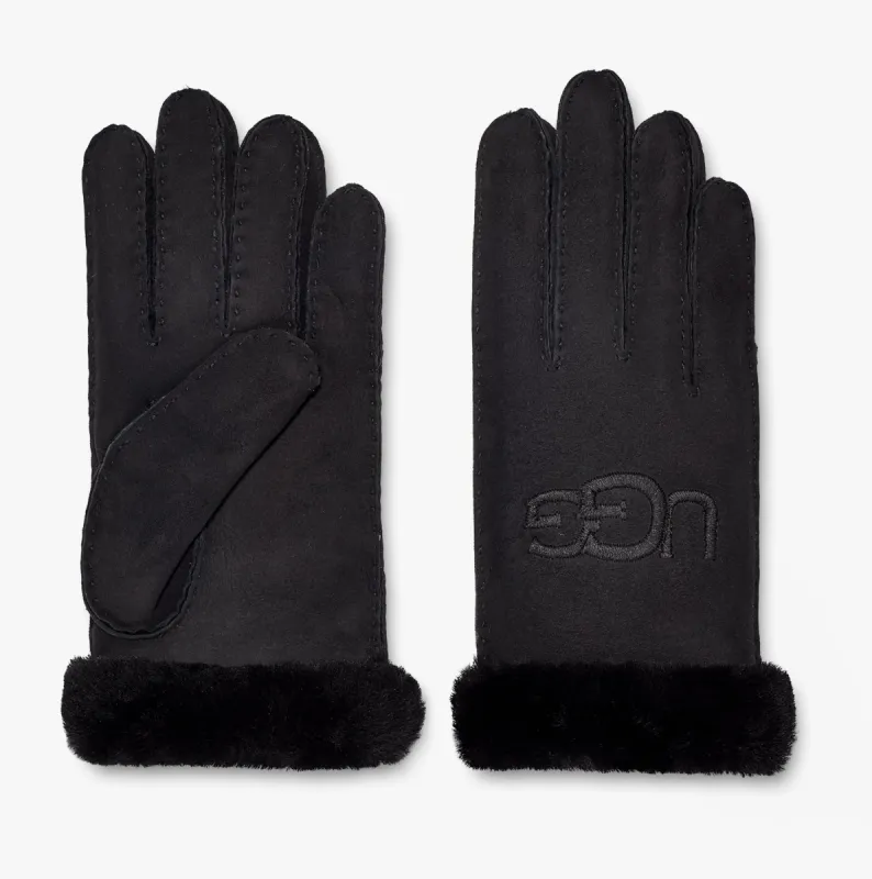 SHEEPSKIN EMBROIDER Womens Gloves Black sold by House of Slippers