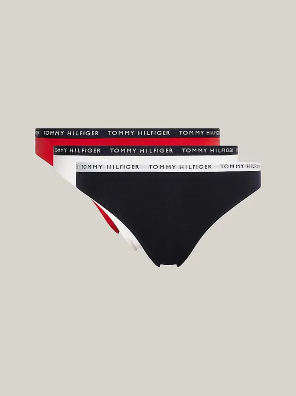Tommy Hilfiger BIKINI 3 Pack Womens Briefs Desert Sky/White/Primary Red sold by House of Slippers
