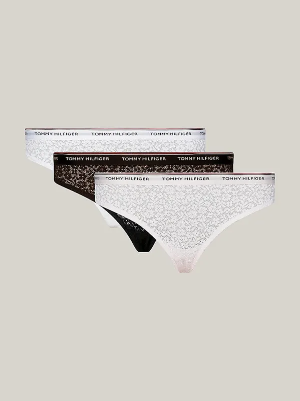 Tommy Hilfiger BIKINI LACE 3 Pack Womens Briefs Black/White/Light Pink sold by House of Slippers