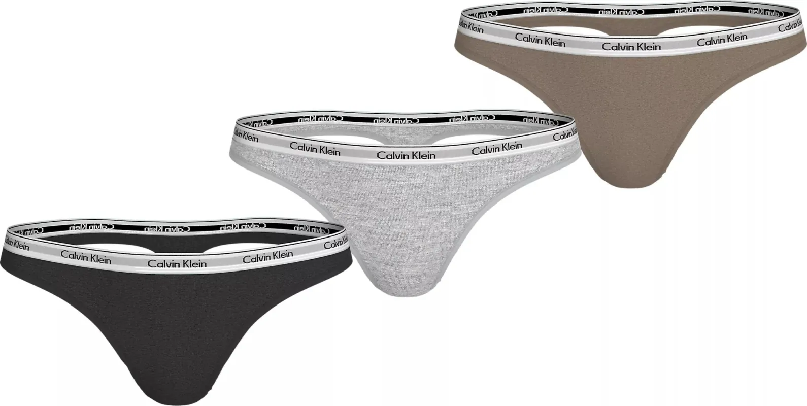 Calvin Klein MODERN LOGO Womens 3 Pack Thongs Multicoloured sold by House of Slippers