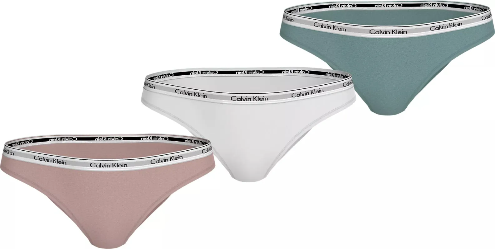 Calvin Klein MODERN LOGO Womens 3 Pack Bikinis Multicoloured sold by House of Slippers