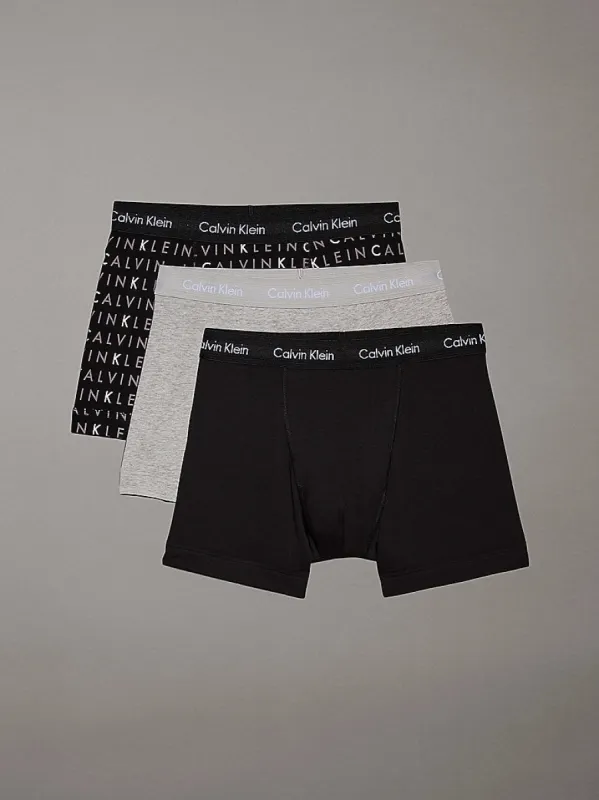 Calvin Klein COTTON STRETCH 3 Pack Mens Trunks Black Multi sold by House of Slippers