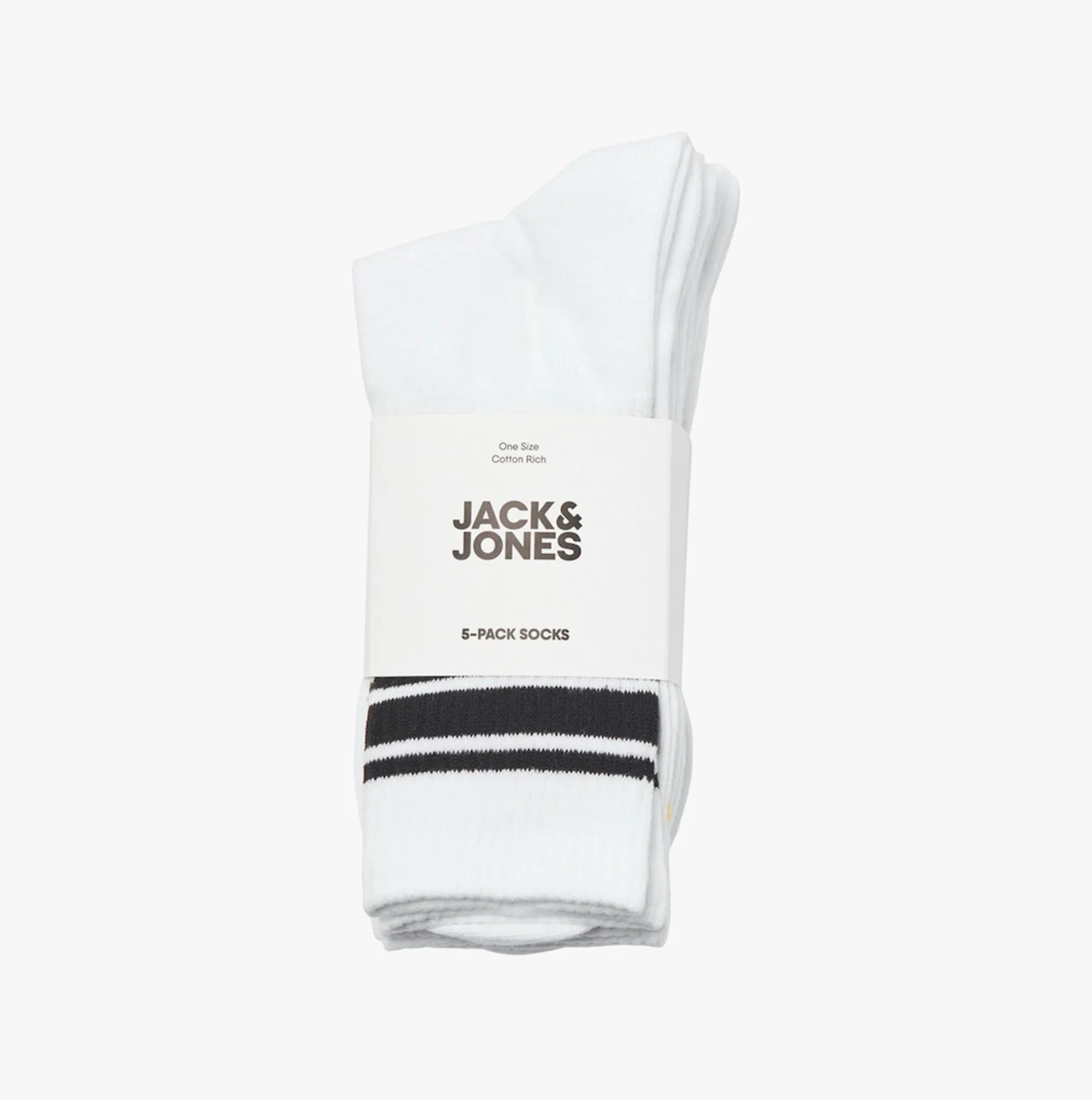 Jack & Jones TREY Mens 5-Pack Socks Bright White sold by House of Slippers product image thumbnail 2