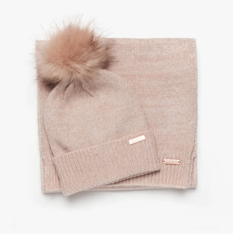 SPARKLE BEANIE & SCARF Womens Gift Set Pink sold by House of Slippers