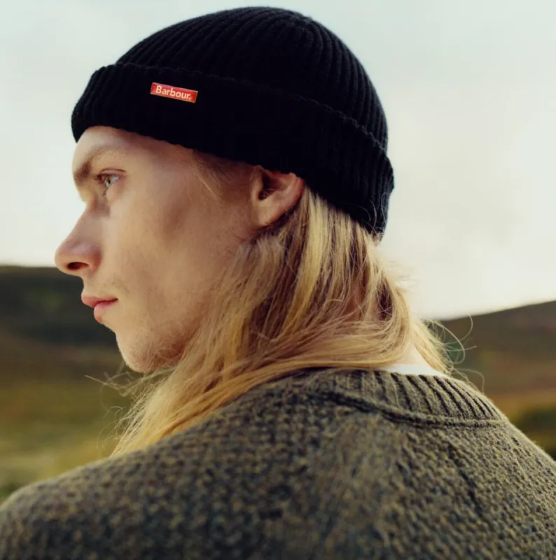 Barbour MOSELY Mens Fisherman Beanie Black sold by House of Slippers