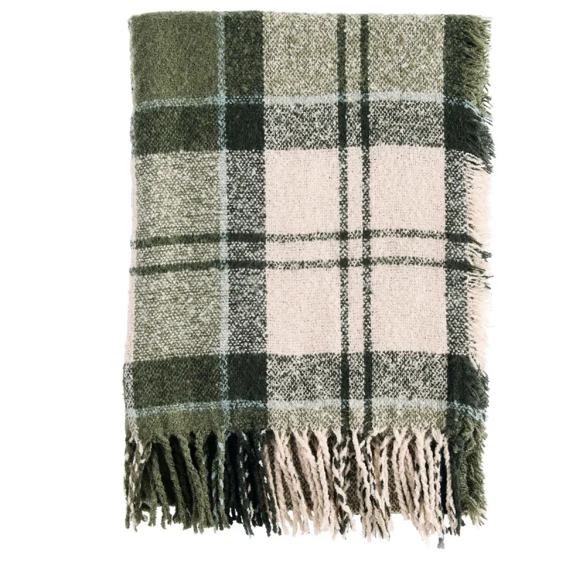 TARTAN BOUCLE Scarf Womens Ancient Loden sold by House of Slippers