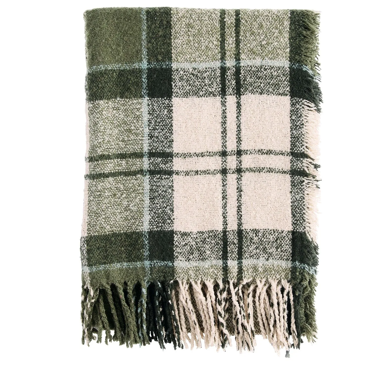 TARTAN BOUCLE Scarf Womens Ancient Loden sold by House of Slippers