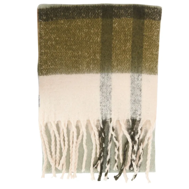ISLA TARTAN BOUCLE Scarf Womens Soft Mint sold by House of Slippers