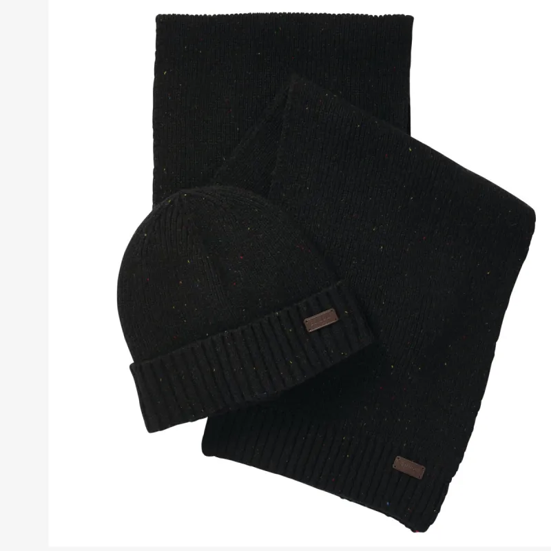 CARLTON FLECK BEANIE & SCARF Gift Set Mens Black sold by House of Slippers