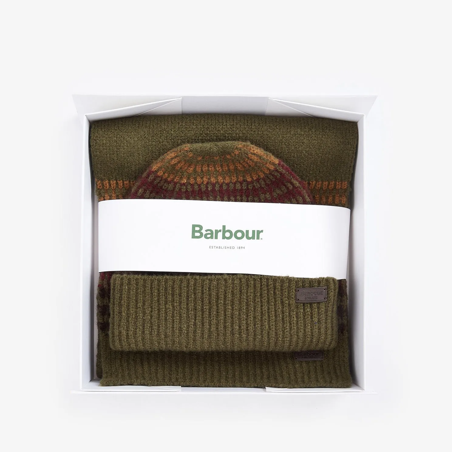 Barbour BRANTON BEANIE & SCARF Gift Set Mens Army Green sold by House of Slippers product image thumbnail 4