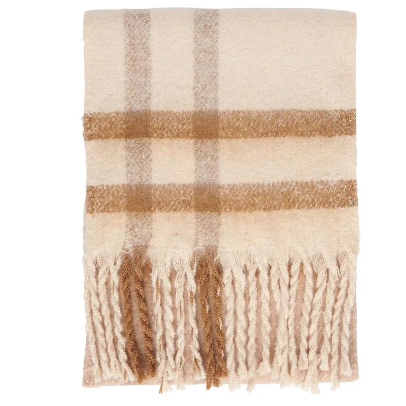 ISLA TARTAN BOUCLE Scarf Womens Muted Cabernet sold by House of Slippers