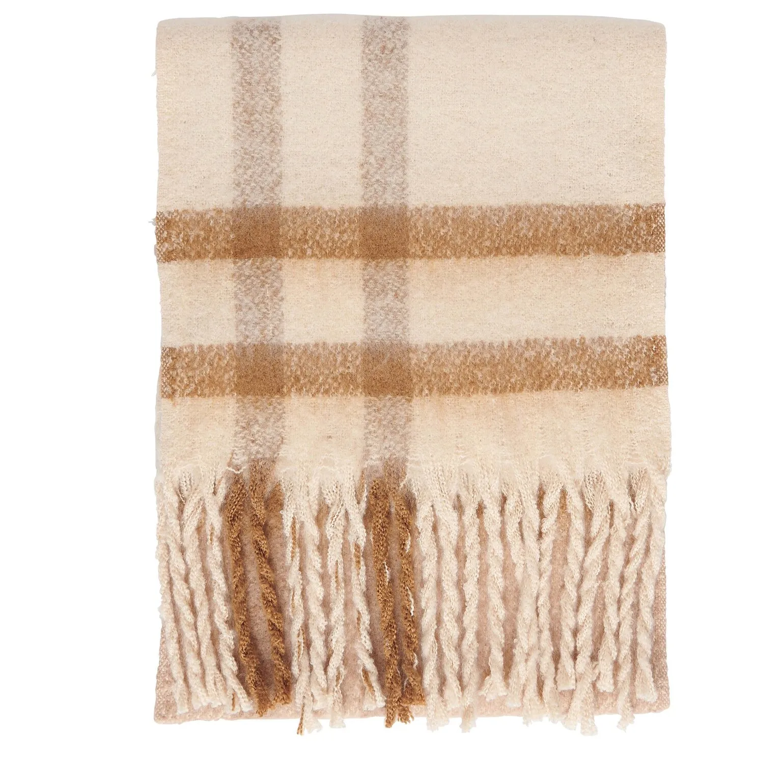 ISLA TARTAN BOUCLE Scarf Womens Muted Cabernet sold by House of Slippers