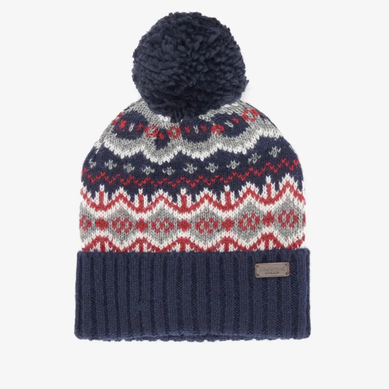 CASE FAIRISLE Mens Bobble Beanie Blue Granite sold by House of Slippers