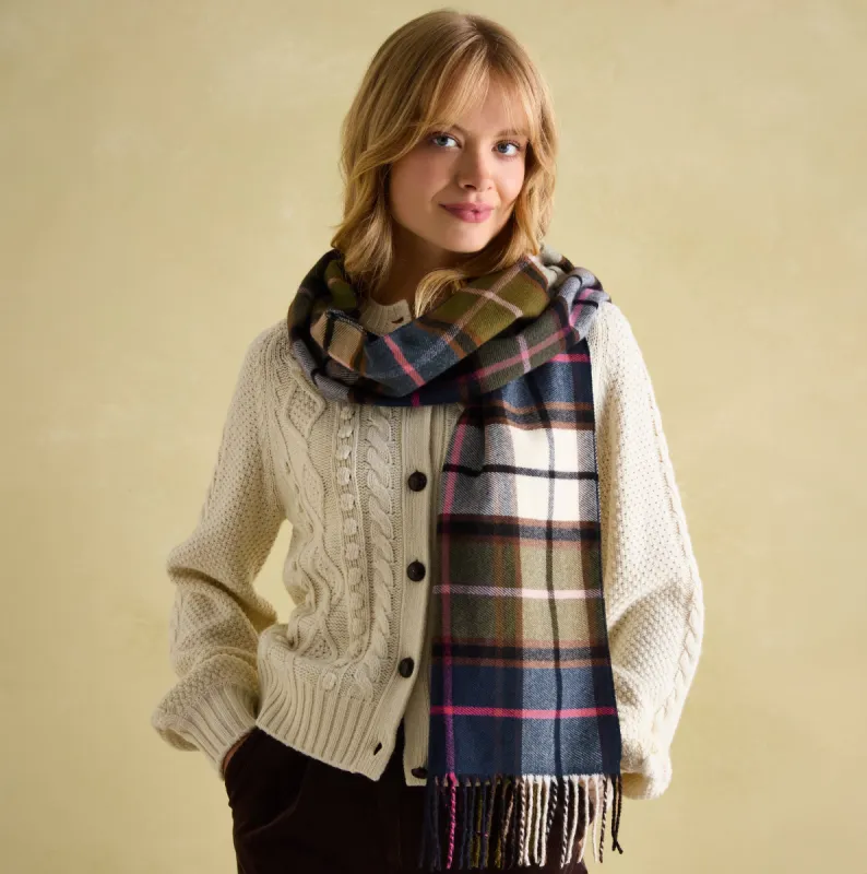 LANGTREE Womens Scarf Green Pink Check sold by House of Slippers