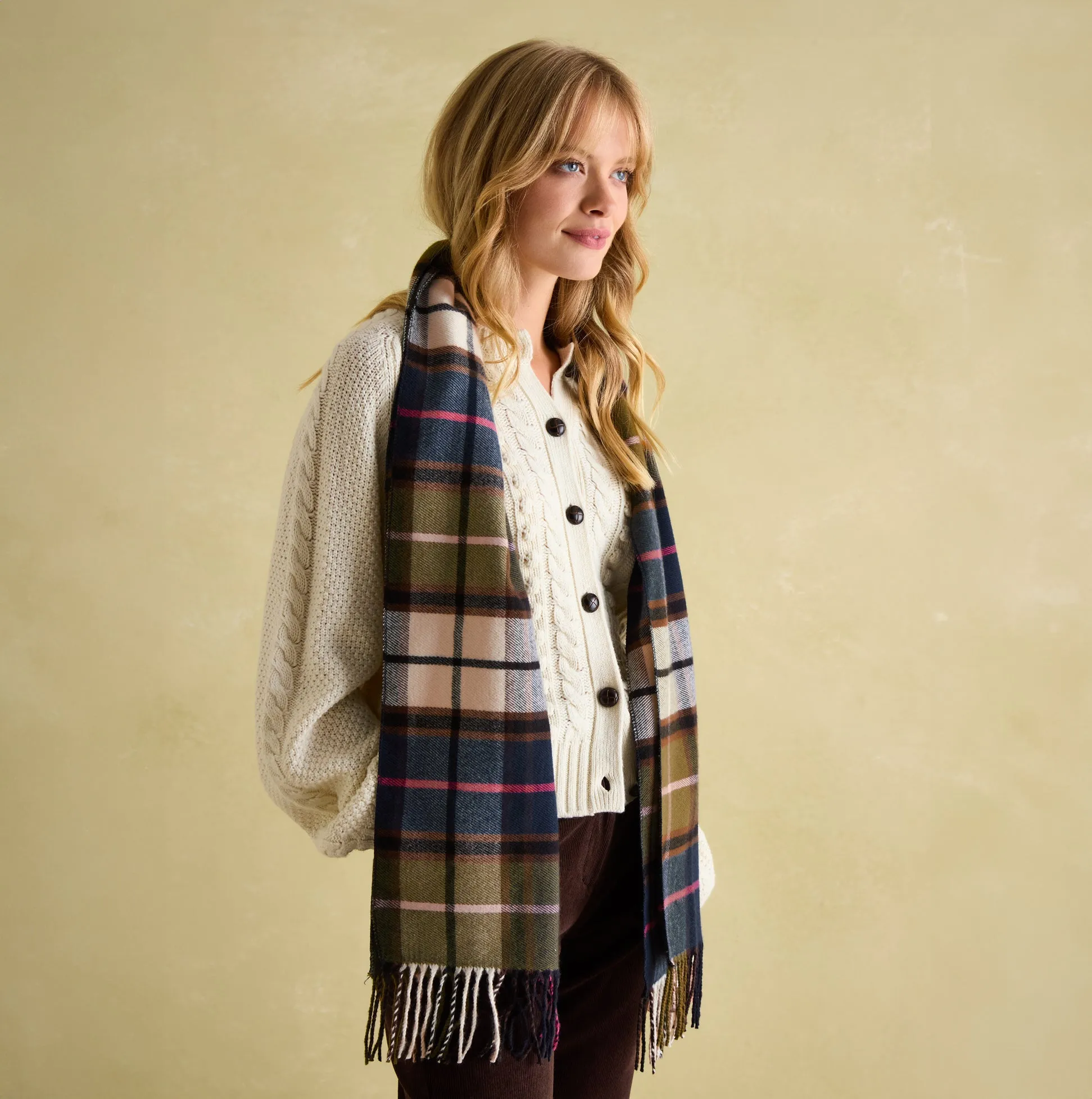 LANGTREE Womens Scarf Green Pink Check sold by House of Slippers product image thumbnail 2