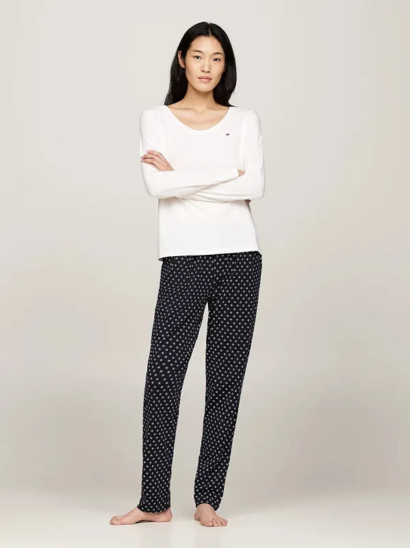 Tommy Hilfiger ORIGINAL Womens Pyjama Set Ancient White/Star Navy sold by House of Slippers