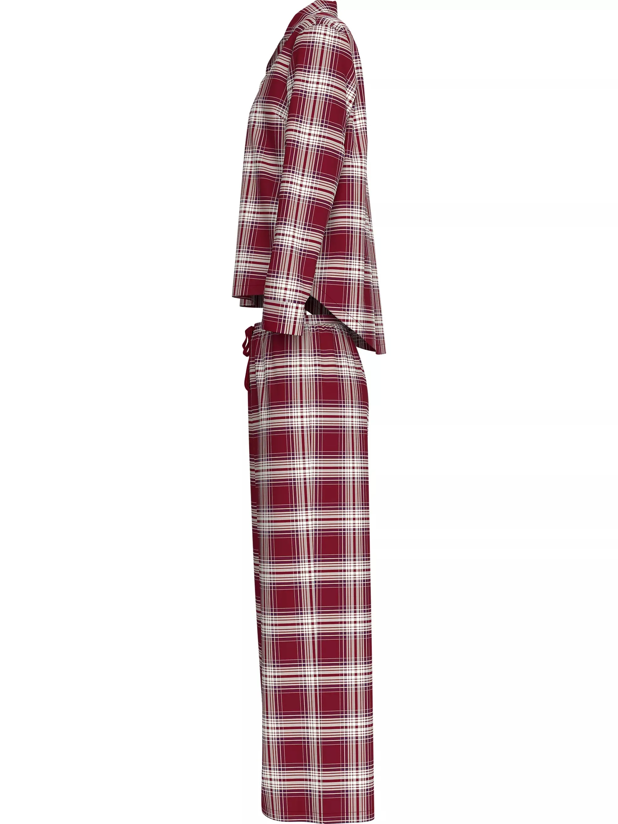 Tommy Hilfiger ORIGINAL Womens Pyjama Set Plaid Check Deep Rouge sold by House of Slippers product image thumbnail 2
