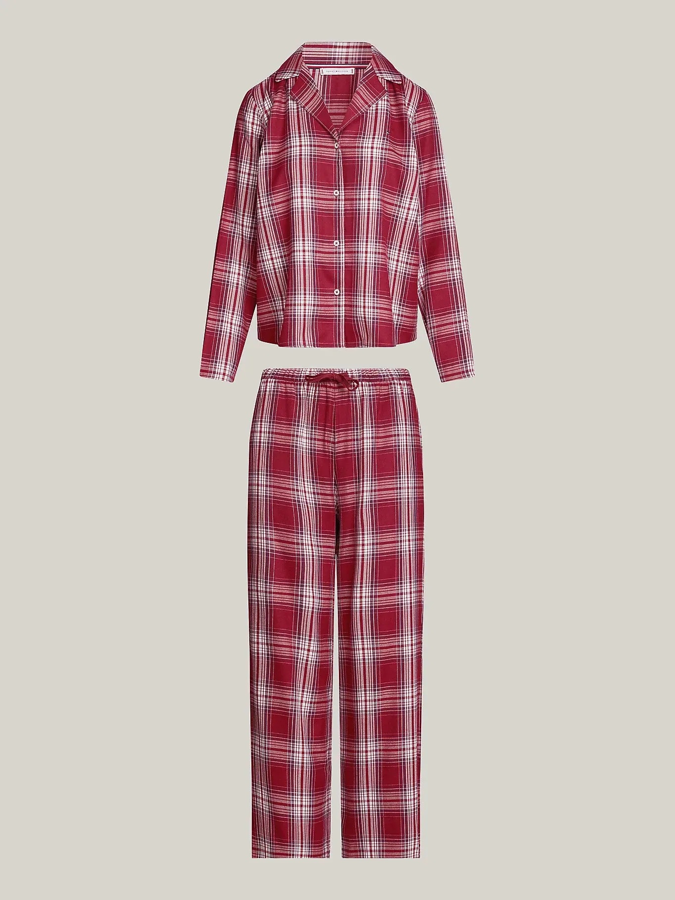 Tommy Hilfiger ORIGINAL Womens Pyjama Set Plaid Check Deep Rouge sold by House of Slippers product image thumbnail 5
