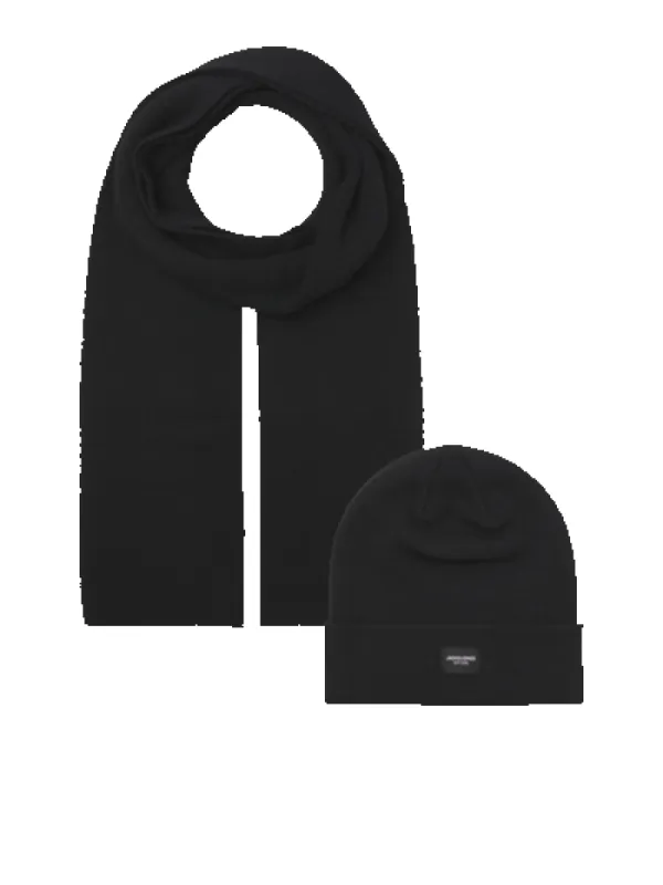 Jack & Jones DNA Mens Hat & Scarf Black sold by House of Slippers