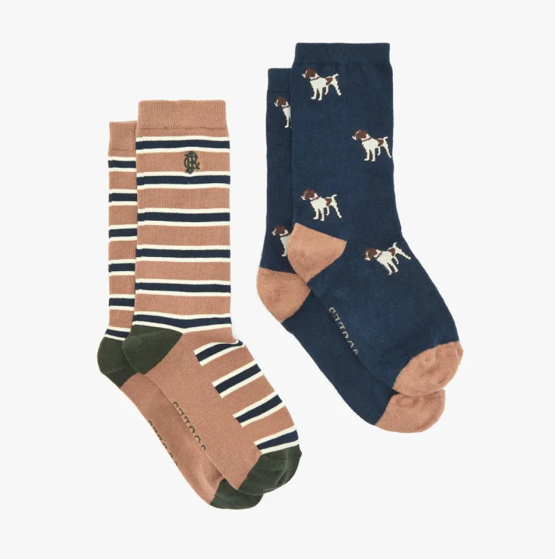 Joules KINGSBURY 2-Pack Mens Socks Navy Camel sold by House of Slippers