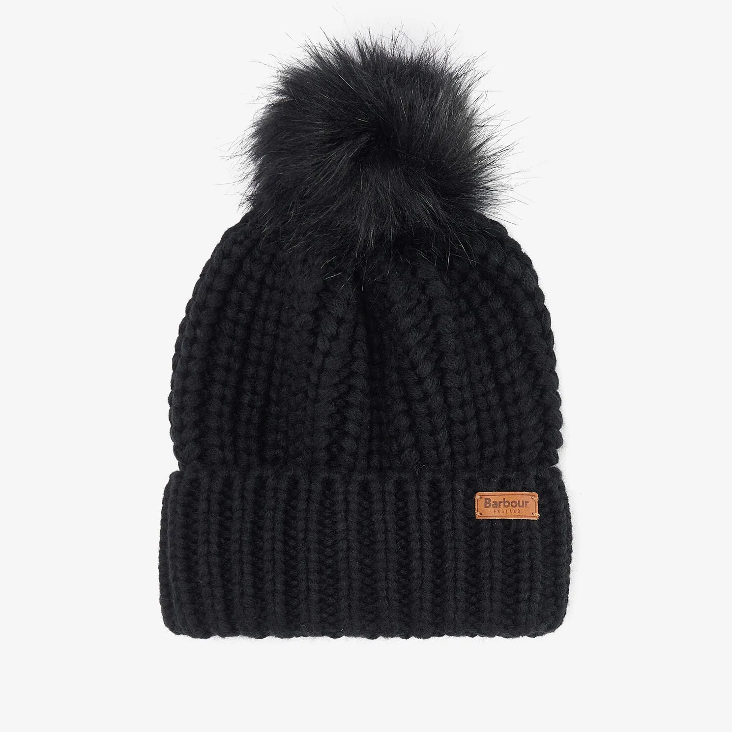 Barbour SALTBURN Womens Pom-Pom Beanie Black sold by House of Slippers