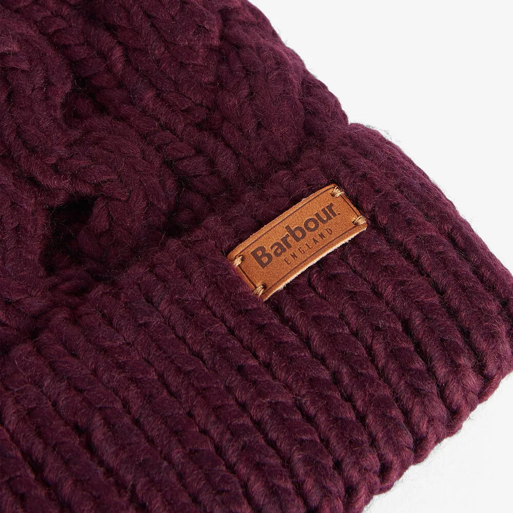Barbour PENSHAW Womens Pom-Pom Beanie Bordeaux sold by House of Slippers product image thumbnail 3