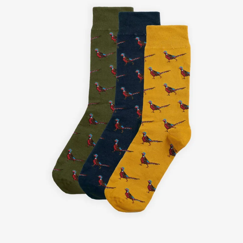 Barbour PHEASANT SOCKS Mens Gift Box Forest Mist sold by House of Slippers