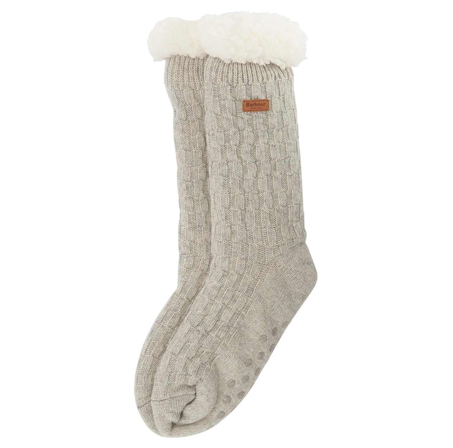Barbour CABLE KNIT LOUNGE Socks Womens Light Grey Marl sold by House of Slippers