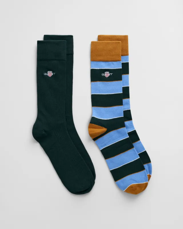 SHIELD RUGGER STRIPE SOCKS 2-Pack Mens Clear Sky made by House of Slippers