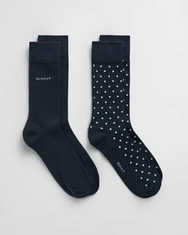 DOT AND SOLID SOCKS 2-Pack Mens Marine sold by House of Slippers