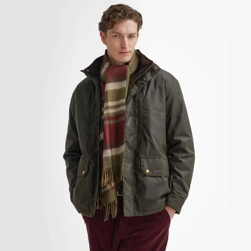 Barbour FIELD REVERSIBLE Scarf Unisex Adults Army Green sold by House of Slippers