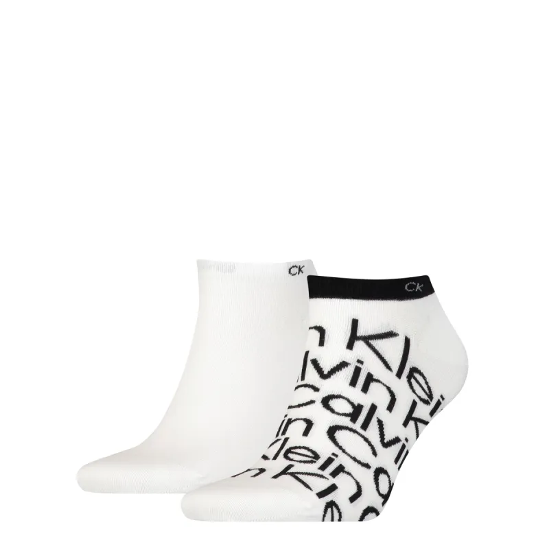 Calvin Klein 2 Pack Mens Ankle Signiture Socks White sold by House of Slippers