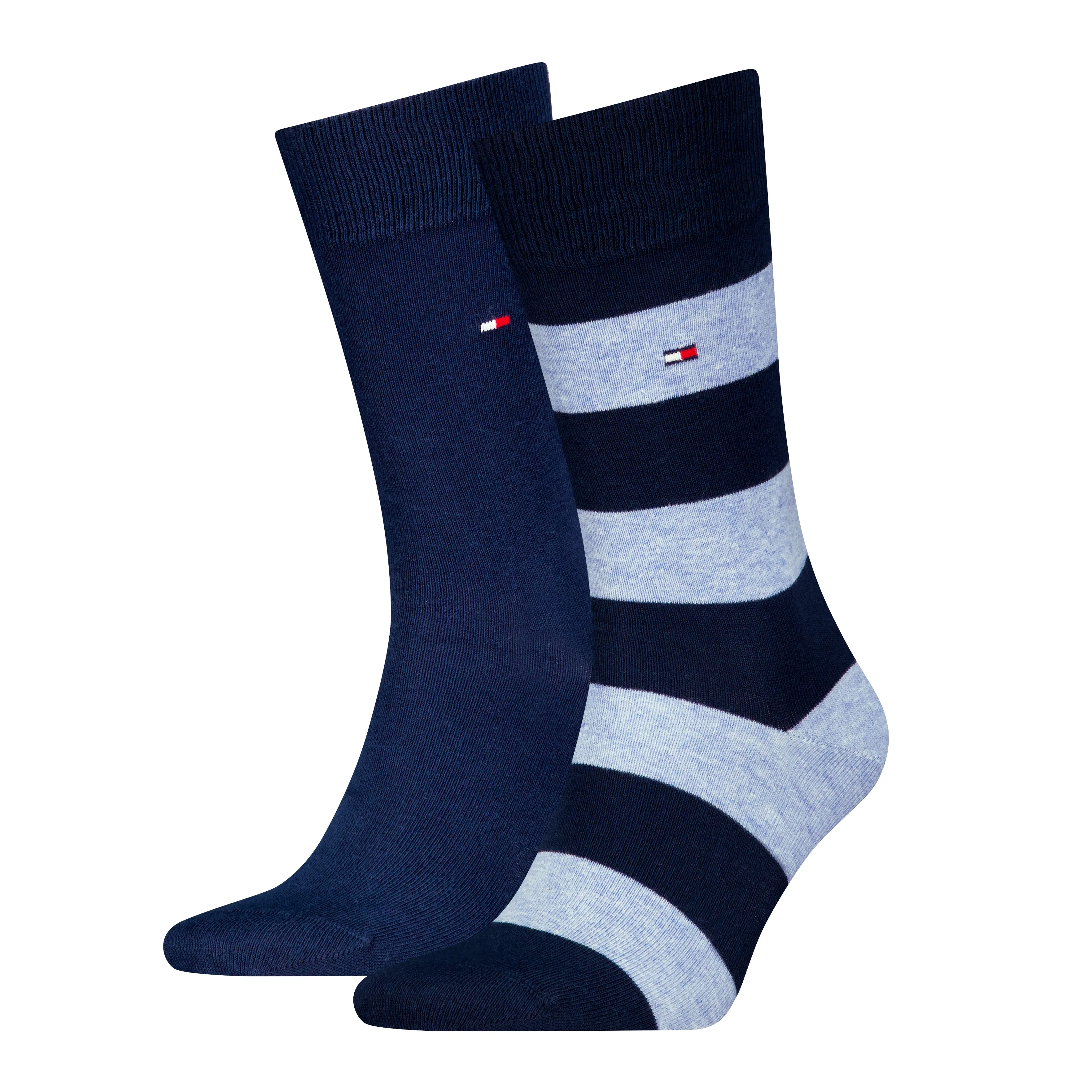 Tommy Hilfiger 2 Pack Mens Crew Stripe Socks Light Blue sold by House of Slippers