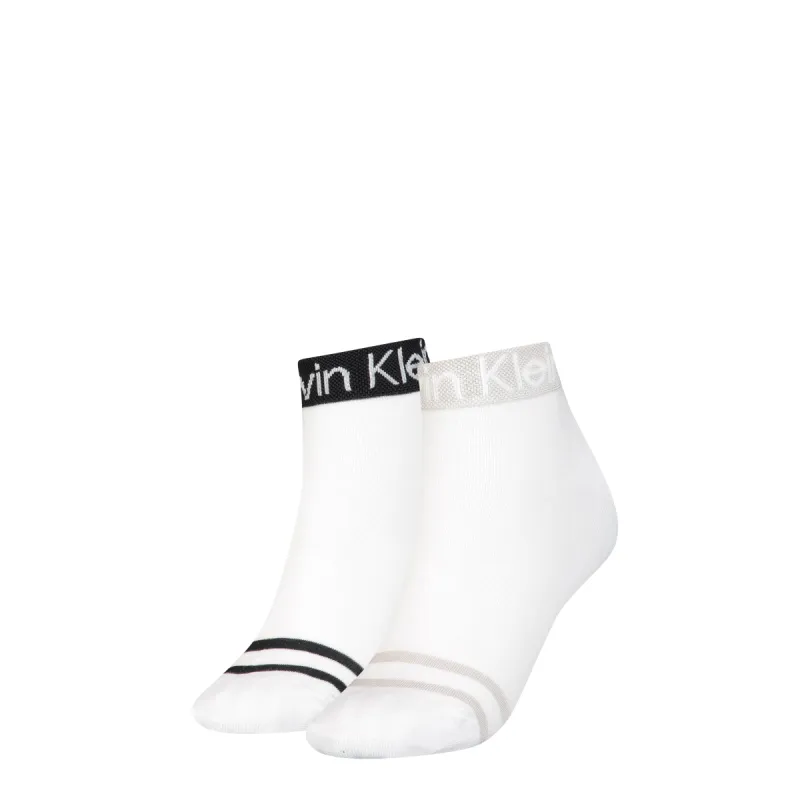 Calvin Klein 2 Pack Womens Ankle Trainer Socks White sold by House of Slippers