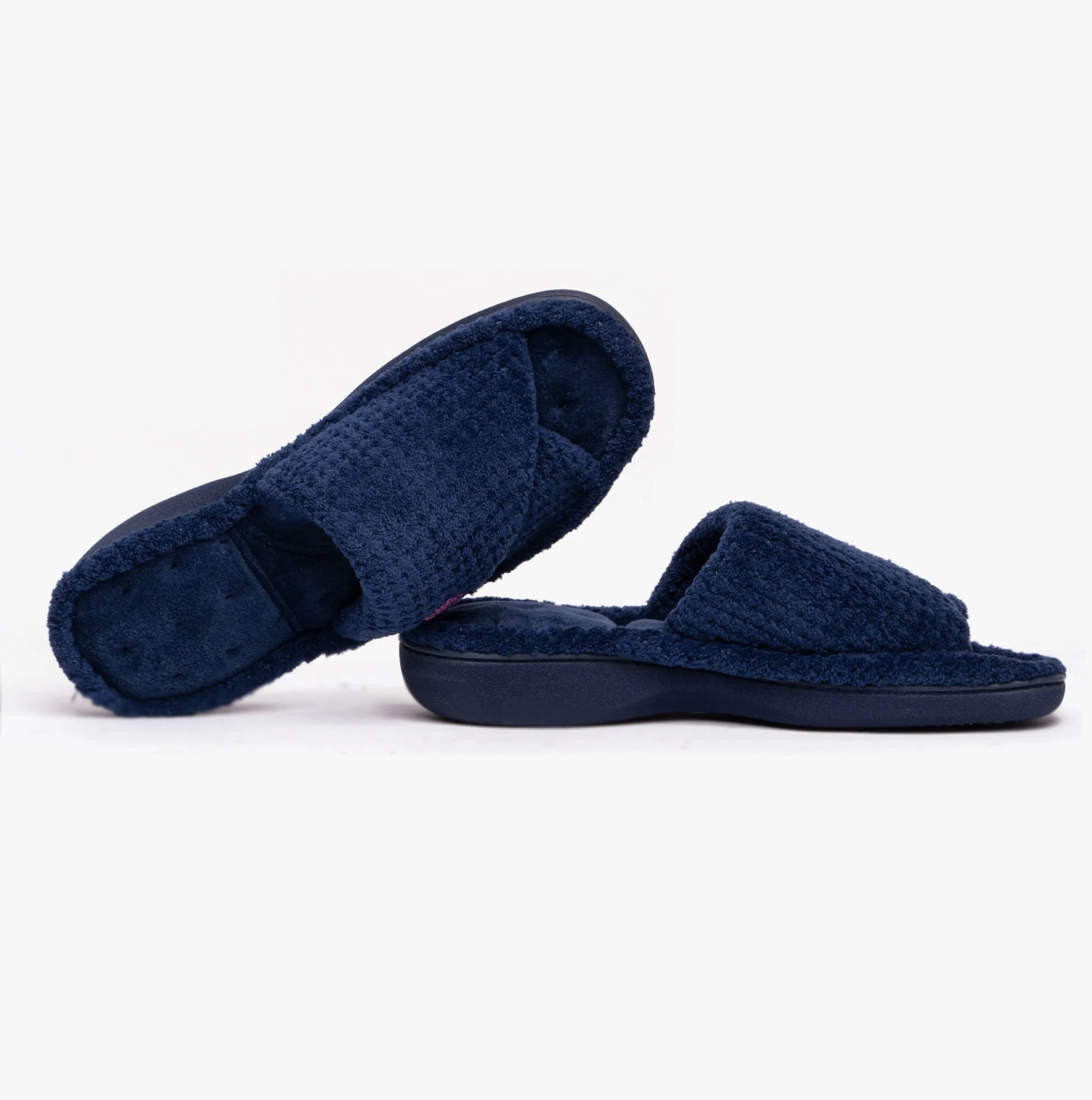 Totes Isotoner POPCORN TURNOVER OPEN TOE Womens Mule Slippers Navy sold by House of Slippers product image thumbnail 4