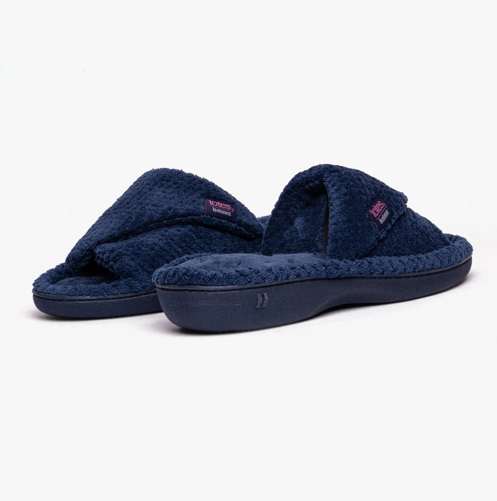 Totes Isotoner POPCORN TURNOVER OPEN TOE Womens Mule Slippers Navy sold by House of Slippers product image thumbnail 3