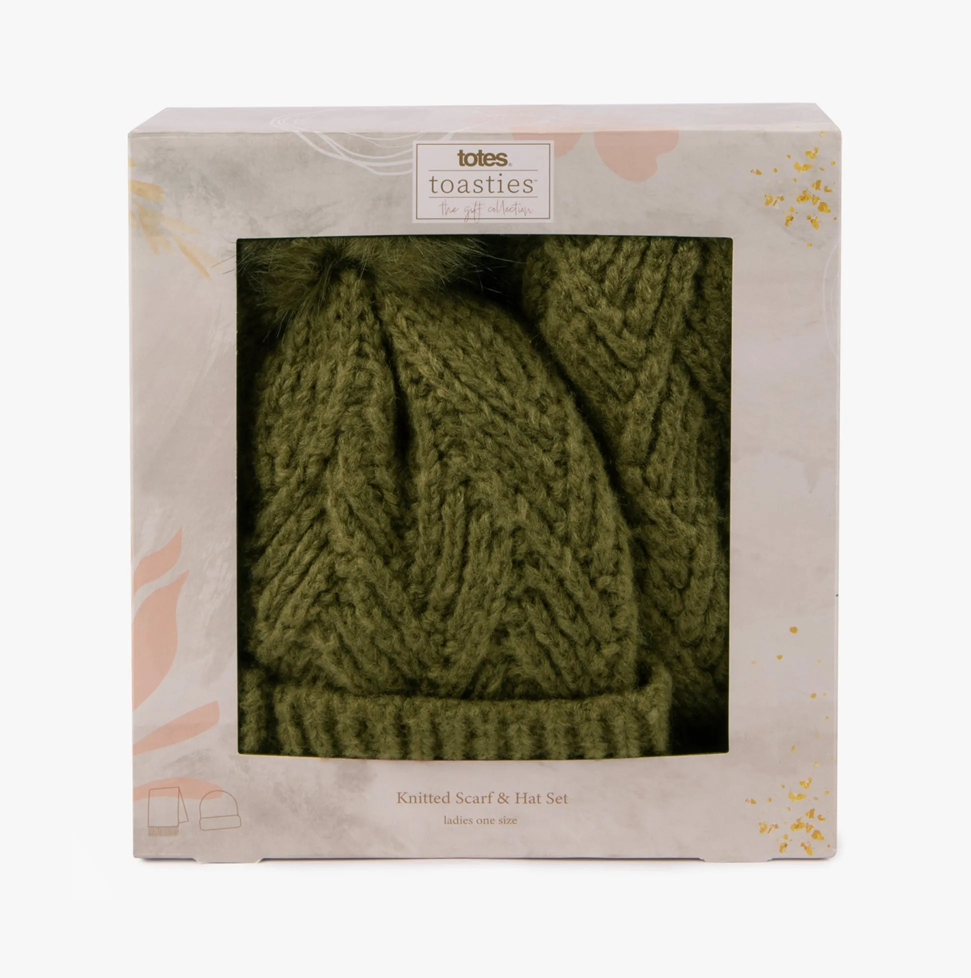 KNITTED Hat & Scarf Set Womens Khaki sold by House of Slippers product image thumbnail 4