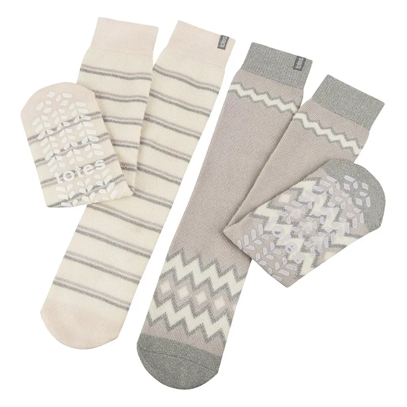 Totes Toasties ORIGINAL SLIPPER SOCKS (TWIN PACK) Womens Fairisle / Plain sold by House of Slippers