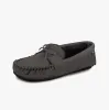 SUEDETTE MOCCASIN Slippers WITH FAUX FUR LINING Mens Grey sold by House of Slippers