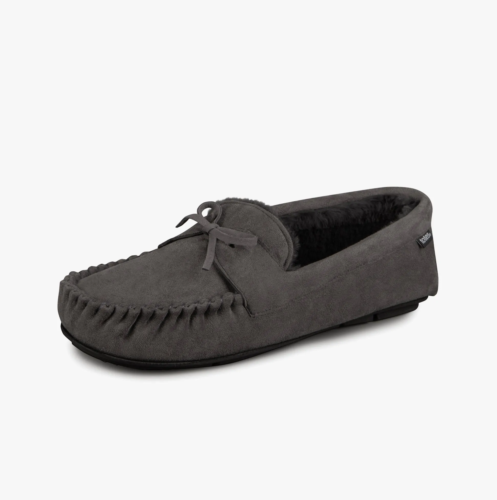 SUEDETTE MOCCASIN Slippers WITH FAUX FUR LINING Mens Grey sold by House of Slippers product image thumbnail 2