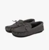 SUEDETTE MOCCASIN Slippers WITH FAUX FUR LINING Mens Grey sold by House of Slippers