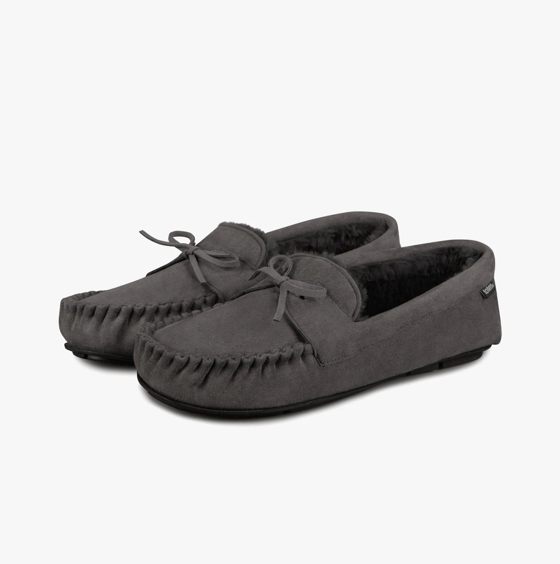 SUEDETTE MOCCASIN Slippers WITH FAUX FUR LINING Mens Grey sold by House of Slippers product image thumbnail 3