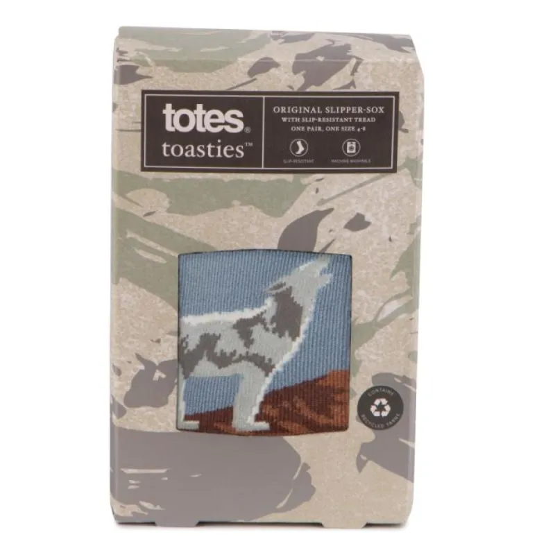 Totes Toasties ORIGINAL NOVELTY SLIPPER SOCKS Mens Socks Wolf sold by House of Slippers