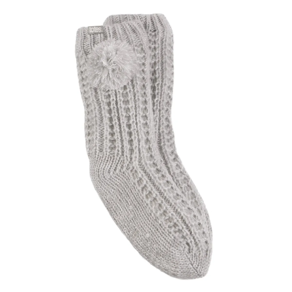 Totes Toasties LUXURY SPARKLE Pom Slipper-Sox Womens Grey sold by House of Slippers product image thumbnail 5