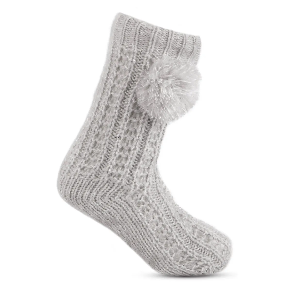 Totes Toasties LUXURY SPARKLE Pom Slipper-Sox Womens Grey sold by House of Slippers product image thumbnail 2